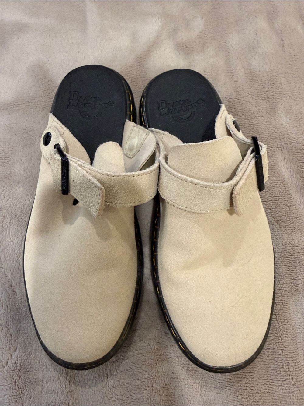 Dr. Martens Women's light Beige Suede Slide Loafers